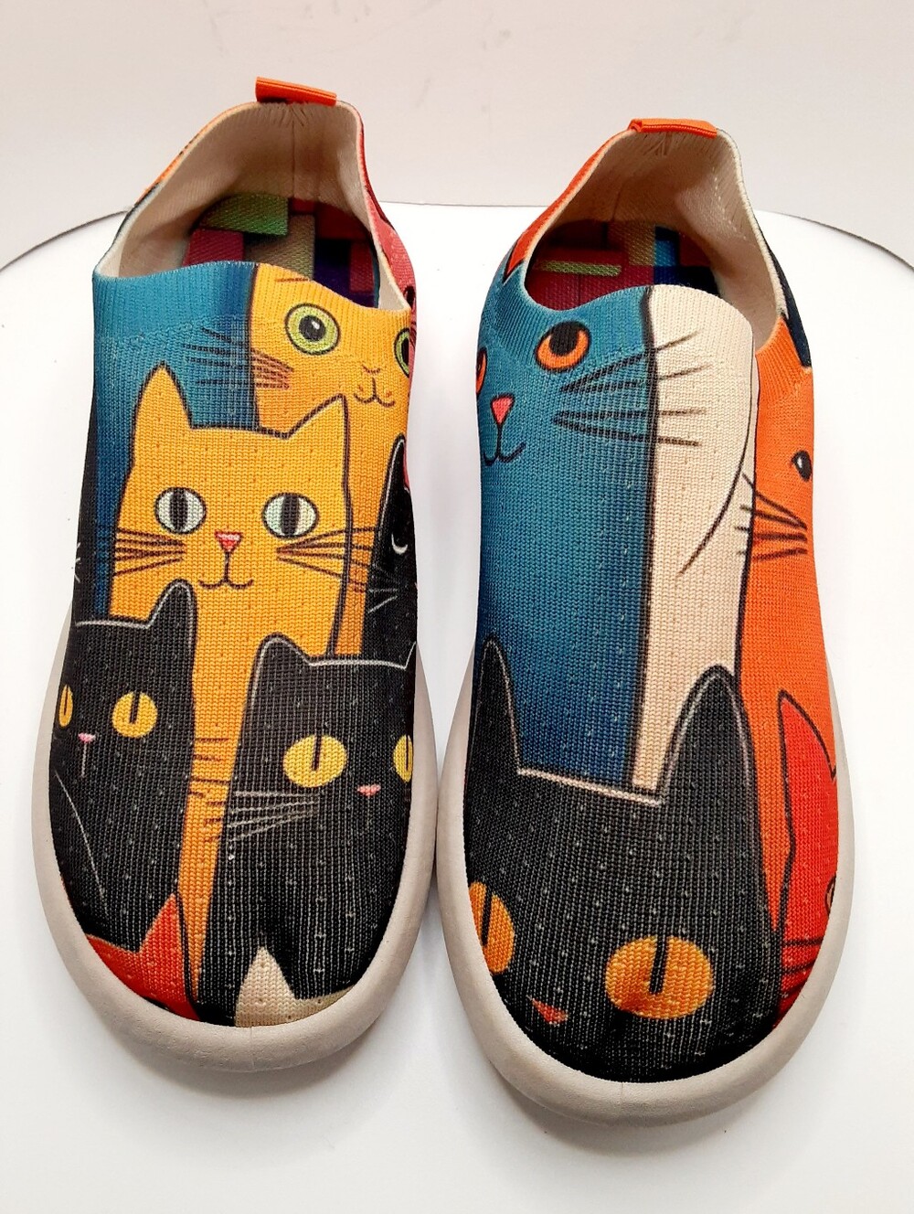 Colorful Cat Print Slip On Sneakers EU 43 Cat Lover Casual Shoes